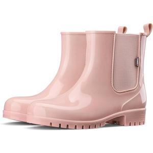 HISEA Short Rain Boots for Women Waterproof Garden Shoes Anti-Slipping Ankle Chelsea Rainboots for Ladies with Comfort Insole Lightweight Stylish Rubber Rain Shoes Outdoor Work Booties (10, Pink)