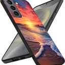 Compatible with Samsung Galaxy S25 Plus Case, Aesthetic Sunset Beach Blue Waves Design Soft TPU Slim Protective Case Gift for Women, Girls, Boys, and Men
