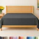 Queen Size Flat Sheet - Hotel Quality Top Flat Bed Sheet Only - Ultra-Soft, Breathable & Cooling - Fade & Wrinkle Free - Easy-Care, Stain & Shrink Resistant Bedding - Easy-Fit & Oeko-Tex - Charcoal