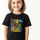 First Day of Preschool Shirt Pre K Shirts for Girls Boys Toddler Kids 1st Day of Prek Gift Cotton Tee 2T 3T 4T (Black)