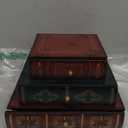 ELLDOO Vintage Decorative Book Box with Three-Layer Drawer, Antique Decorations Wooden Fake Book Jewelry Box Decorative Storage Drawer for Jewelry, Small Items.