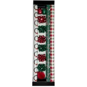 Holiday Premium All-in-One Gift Wrap, 4 Rolls, 30in × 10ft Each (Left)