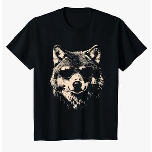 Funny Wolf Cool Rock and Roll Graphic T-Shirt. small youth