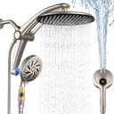Shower Head with filtered Handheld High Pressure daul Shower Heads with Handheld Spray Combo and 10 Sprays Handheld Shower Head Detachable Shower head Built-in Magnetic Docking and Power Jets Nickel