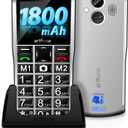 artfone C1+4G Big Button Mobile Phone for ElderlyUSB-C, Charging Dock1801mAh BatteryEasy to Use Basic Elderly PhoneSIM Free Unlocked Senior Mobile PhoneSOS ButtonFM RadioTime Reporting - Black