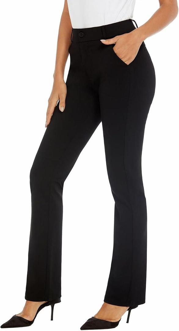 iChosy Women's Ease into Comfort Barely Bootcut Stretch Dress Pants (Blue, M)