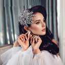 HONGMEI Bridal Rhinestone Headpiece for WeddingLeaf Crystal Hair Pieces Bride Side Headpieces Wedding Hair Accessories for Women(Silver)