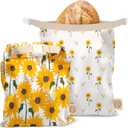 Cozy Bread Reusable Bread Bag Set for Home Bakers | USA Brand | Charming Designs (Sunflower)  12"W x 17"H