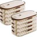 2 PCs Dumplings Storage Boxes with 4 Layers, 1.57in Net Height Per Layer, Stackable with Buckle, Lid & Handle for Cookies, Wonton, Donuts Box Organizer For Fridge