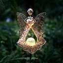 KAIXOXIN LEDs Solar Stake Lights for Garden Metal Warm White, Memorial Gift - Perfect as Remembrance & Sympathy Gifts (Angel-Bronze) (Angel)