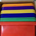 Hoteam 18 Pcs Flat Storage Organizer Bins Letter Size Paper Tray Classroom Storage Plastic Art Trays Classroom Pencil Organizer Baskets for School Office Teacher Book Organization(Colorful)