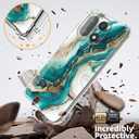 for oneplus 15 Case 5G [Buffertech Military-Grade Drop Protection] [Anti Peel Off Tech] Clear TPU Marble and Flowers Bumper Phone Case Cover Design (Green Gold)