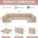 14-Piece Patio Furniture Cushions Set, Replacement Outdoor Cushions for 6-Seat Patio Sectional, Waterproof & Fade Resistant Deep Seat Cushion for Outdoor Sofa, Beige, 14PCS