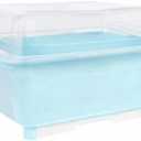 Operitacx Kitchen Dish Drying Rack Box with Lid 13X10.2X7.9 Inch Cutlery Organizer for Bowls and Chopsticks Covered Storage Solution for Home and Restaurant