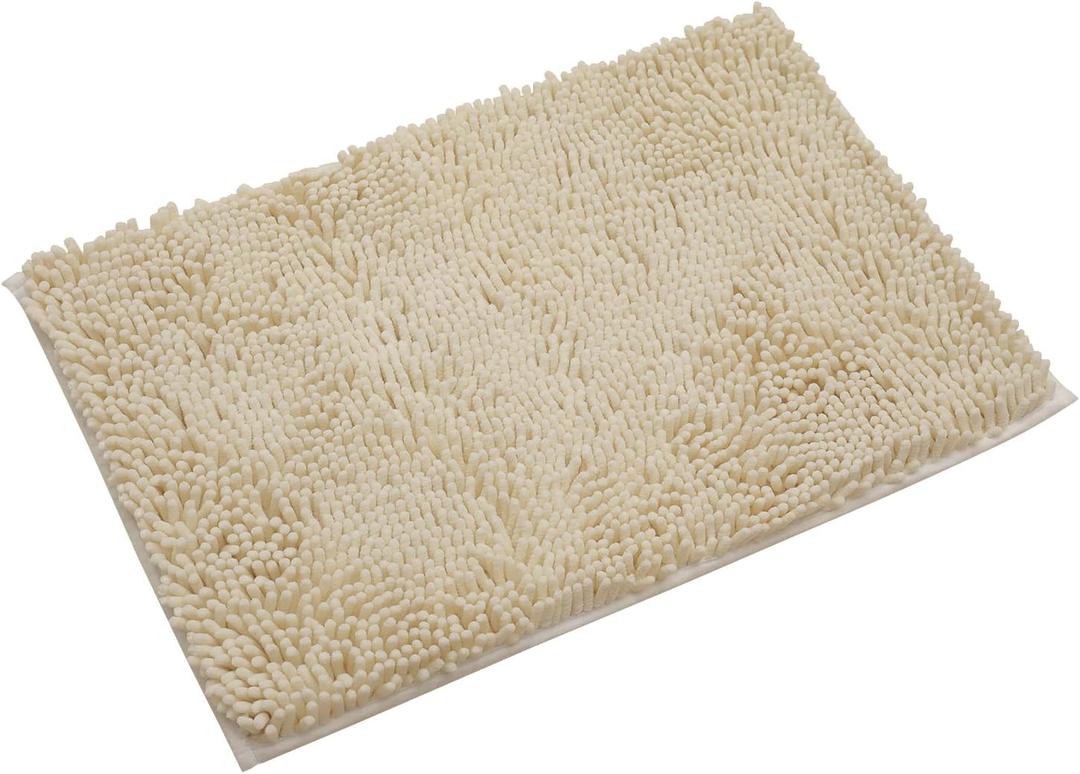 Non-Slip Bath Rug,Extra Soft Microfiber Bedroom Shag Carpet with Anti-Slip Backing,Water/Dust Absorbent Fast Dry Shower Mat,Sound Insulated Stairs Pad,Machine Washable (Beige,12 x 19 Inches)