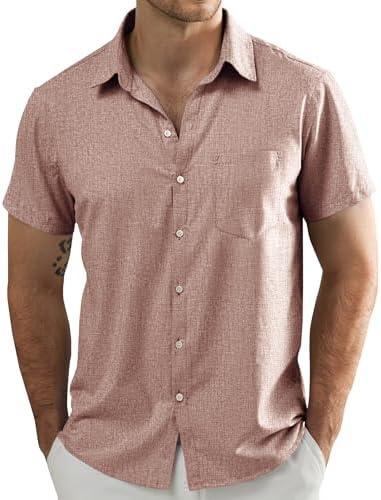 JOGAL Mens Short Sleeve Button Down Shirts Regular Fit Casual Summer Beach Shirt with Pocket, 3XL JOGAL Mens Short Sleeve Button Down Shirts Regular Fit Casual Summer Beach Shirt with Pocket, 3XL