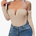 SOLY HUX Women's Off Shoulder Long Sleeve Sexy T Shirt Solid Slim Fit Tee Tops, XXL