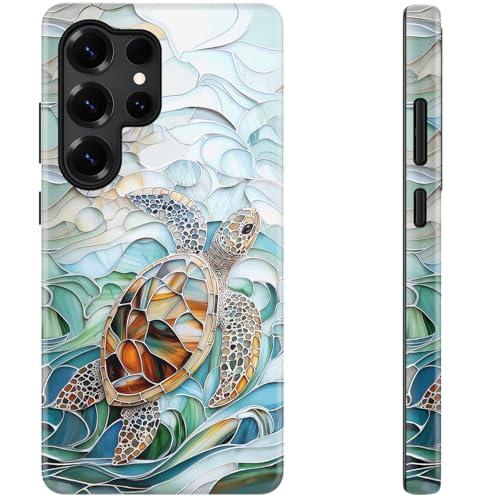 DEENAKIN for Samsung Galaxy S25 Ultra Case Cute,Aesthetic Tortoise Shell Ocean Costal,Compatible with Magsafe,Trendy Unique Retro Turtle Magnetic Slim Shockproof Protective Phone Cover for Women Girl