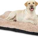 JOEJOY Large Dog Bed Crate Pad, Ultra Soft Calming Dog Crate Bed Washable Anti-Slip Kennel Crate Mat for Large Medium Small Dogs, Dog Mats for Sleeping and Anti Anxiety35" x 23", Beige