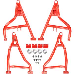 High Clearance Front Upper & Lower A Arms Kit for 2017-2020 Polaris RZR S 900/ RZR 4 900(2017-2018), Heavy Duty High Clearance Forward Offset Front A-Arms, Red