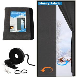 HOMWMPA Magnetic Thermal Insulated Door Curtain Fits Door Size 36" x 82", Curtain Size 38" x 83", Thicker Layered Fabric Insulated Door Cover, Keep Warm Winter & Cool Summer, Dark Grey Fabric - Amazon.com
