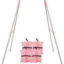 FUNLIO Foldable Swing Stand for Kids with 4 Sandbags, Heavy Duty Metal A-Frame Indoor/Outdoor for Backyard, Suitable Most Toddler/Baby Jumper/Hammock Chair - Pink