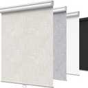 GENIMO 100% Blackout Roller Window Shades, Window Blinds Cordless with Thermal Insulated, UV Protection Fabric, Mini French Door Blinds for Home, Bedroom, Office, Ivory White, 34" W X 75" H