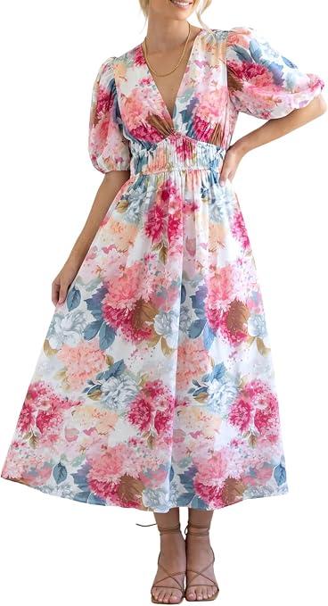 Sissyaki Women's Floral Maxi Dress 2026 Summer Spring Wedding Guest Dress, Size: XL