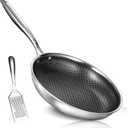 USELUCK 10 Inch Nonstick Frying Pan, Stainless Steel Skillet with Honeycomb Surface, Induction Compatible, Oven & Dishwasher Safe, PFAS-Free Cookware