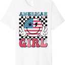 Retro Groovy American Girls Smile Face Happy 4th Of July Premium T-Shirt Medium