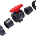 DERNORD PVC True Union Ball Valve NPT Threaded with Full Port, EPDM O-Rings, and Reversible PTFE Seats, Rated at 200 PSI (4 Inch NPT Threaded)