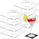 Tatuo 8 Pack Acrylic Coasters DIY Cocktail Napkin Holder Square Clear Coasters for Bar Decor Drinks Table Room Home Office, Without Inserts