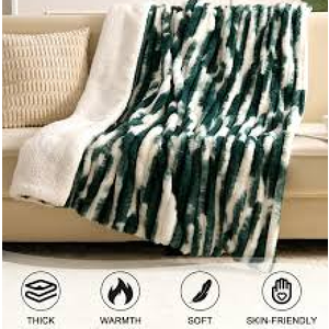 Electric Blanket Winter Warm Series Full, Super Cozy Luxury Faux Fur & Sherpa with 6 Heating Levels & 0-10 Hours Auto Off, Fast Heating & Overheat Protection, 72" x84", Green