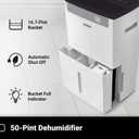 Aeric 50-Pint Portable Dehumidifier for Home, Moisture Absorber For Basement, Garage, Living Room, and Extra Large Rooms up to 4,500 Sq.Ft., Energy Star Dehumidifier with Auto-Shutoff & Timer in White