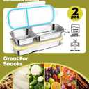 2Pack Stainless Steel Snack Containers for Kids Adults, Reusable 2 Compartment Snackle Box Container with Leakproof Lids Metal Bento Lunch Boxs Food Storage Containers for Travel Picnics Office School, 2 Compartment Blue Yellow
