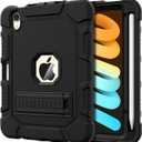 Case for iPad mini 7 A17 Pro 2024 / iPad mini 6 2021 8.3 Inch, Heavy Duty Shockproof Rugged Protective Case for iPad mini 7th/6th Generation 8.3", Black