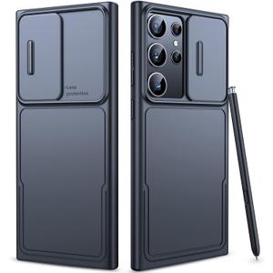 for Samsung Galaxy S23 Ultra Case with Camera Cover, [Military Drop Protection] [Snug Touch], Slim Protective Hard Back and Soft Edge Phone Case for Galaxy S23 Ultra Case 6.8''- Black