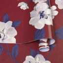 2 x HeloHo Floral Wall Paper Red Peel and Stick Wallpaper 17.3" x 197" Vintage Self Adhesive Removable Waterproof Contact Paper for Living Room Bedroom Decor