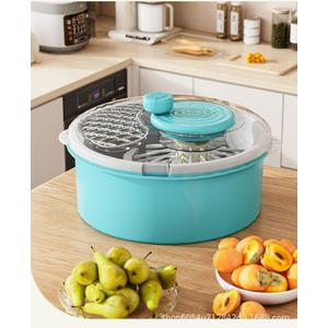 Manual Fruit and Vegetable Washer Cleaner 5L Capacity,with Spinner Brush, 30CM Fruit Washing Bowl with Strainer for Delicate Produce Strawberries, Berry, Grapes,Veggies,Potatoes,Ginger,Mushroom,Etc