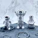 LUOZZY 3Pcs Astronaut Figurines Cake Topper Mini Astronaut Toys Space Cake Topper Spaceman Statues for Home Desktop Space Theme Party Decorations (Sliver)