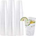 FOCUSLINE 12 oz Clear Plastic Cups, Disposable Heavy Duty Hard Plastic Cups, Reusable, 100 Count