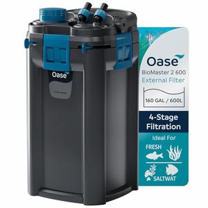 OASE BioMaster 2 600 Canister Filter for Aquariums – External Aquarium Filter with EasyClean Pre-Filter – Quiet Performance – Freshwater & Saltwater, Up to 160 Gallons