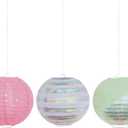 Dazzling Foil Lanterns - 9.5" (Pack of 3) - Versatile & Eye-catching Decor, Great for Any Event, Opalescent