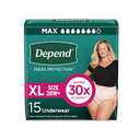 Depend Fresh Protection Adult Diapers, Incontinence & Postpartum Bladder Leak Underwear for Women, Disposable, Maximum, ExtraLarge, Blush, 15 Count, Packaging May Vary