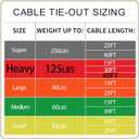 Petest 40ft Reflective Tie-Out Cable for Heavy Dogs Up to 125 Pounds