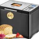 KBS 2LB Bread Maker, 19-in-1 Automatic Bread Machine Stainless Steel with Ceramic Pan,15H Timer&1H Keep Warm, Sourdough, Gluten-Free, 650W Bread Maker Machine with 3 Loaf Sizes 3 Crust Colors, Recipes