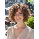 Short Curly Light Brown Wigs for Women Natural Looking Synthetic Cosplay Hair WigLight Brown