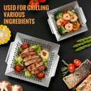 2 Pack Vegetables Grill Baskets for Veggies,Grill Basket for Outdoor Grill,Stainless Steel Grill Basket,Grilling Accessories for & Smokers,14"x12.5",white