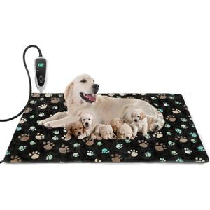 Extra Large Dog Heating Pad 47x30 in Waterproof Pet Heating Pad Smart Thermostat Switch, Whelping Supplies Heated Dog Bed, Adding Wire Rope Wires Puppy Heating Pad Mat with Plush Fabric Cover