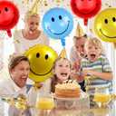 4 x 9PCS 18 Inch Smiley Face Balloons,Mylar Aluminum Assorted Colors Smile Balloon,Smile Foil Balloons for Birthday Wedding Anniversary Bachelorette Baby Shower Decorations Balloon(Gold)
